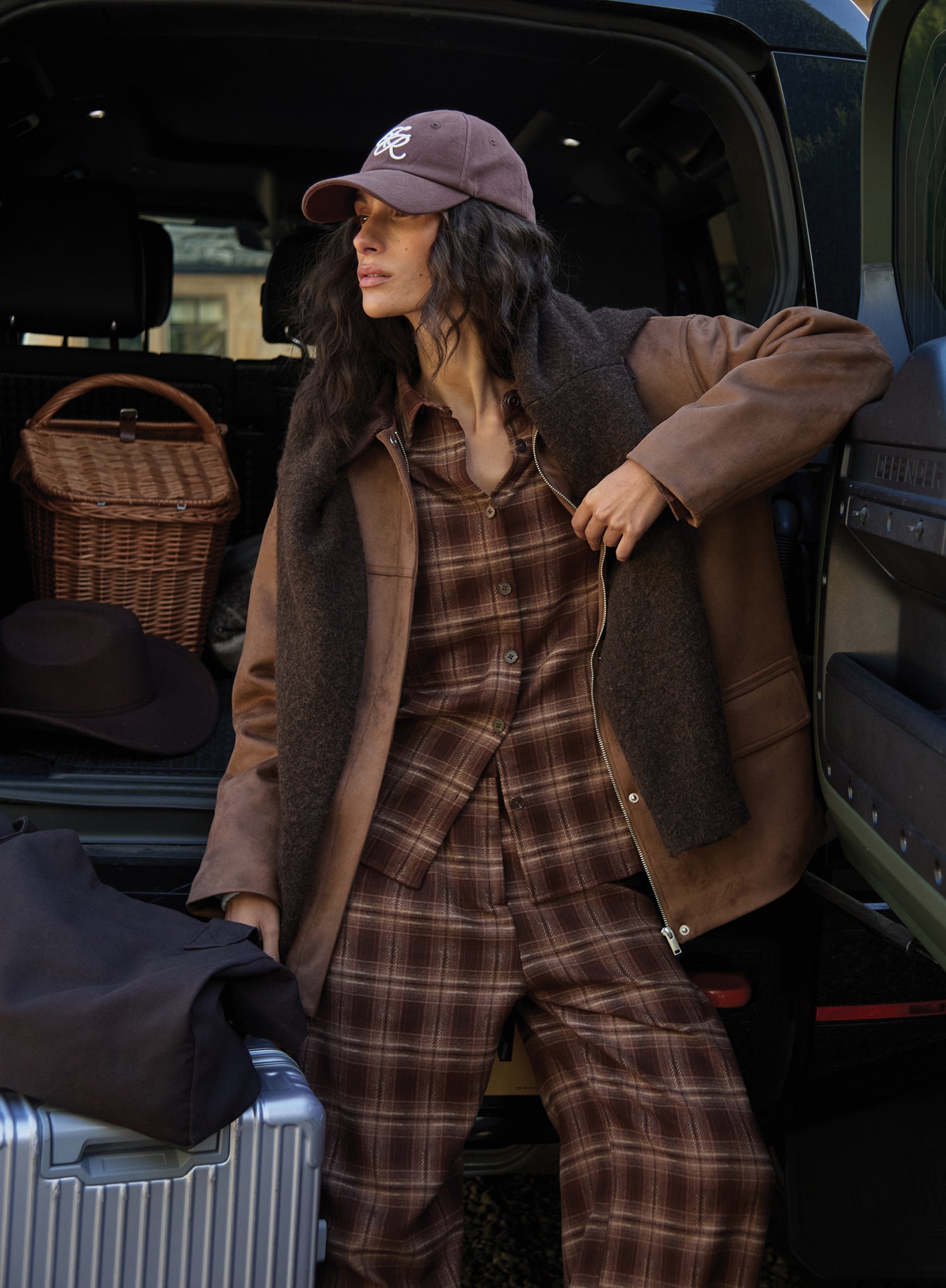 Brown Check Printed Oversized Shirt